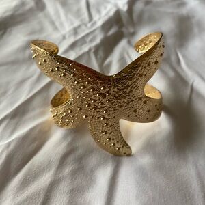 Gold Textured Starfish Cuff Bracelet